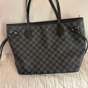 Black Checkered Tote Bag - Designer-Inspired